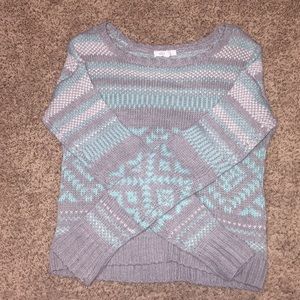 Gray and Blue Aztec Sweater